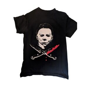 Halloween Michael Myers Rock Rebel Graphic T-Shirt Black Horror Movie Mens S